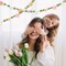 Three color boho daisy felt garland with floral design, perfect hanging decoration for summer parties, birthdays, baby showers, weddings, and backdrop displays